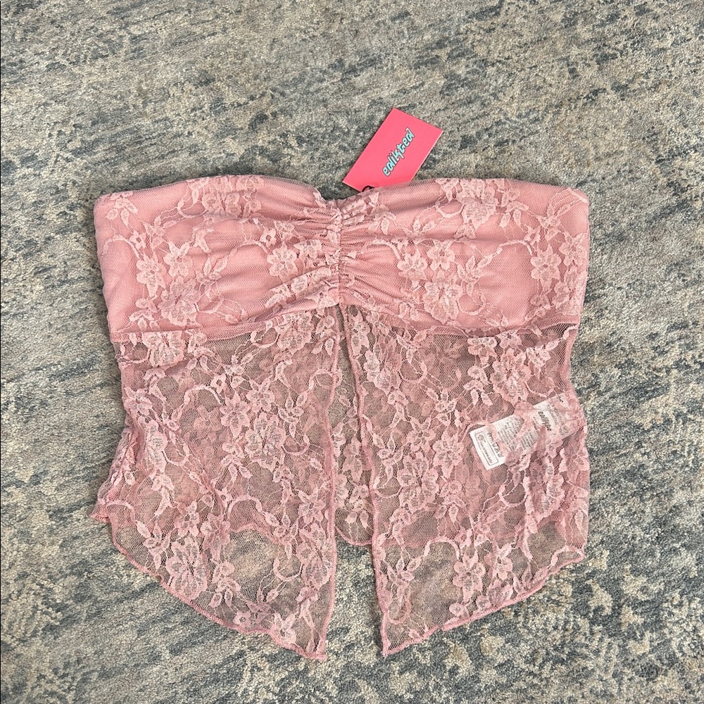 Edikted Strapless Lace Flowy Top